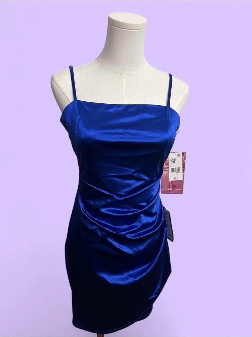 💙EMERALD SUNDAE ROYAL BLUE SATIN MINI DRESS 💙